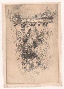 Londres sobre Waterloo Bridge (título sobre o objecto) de Joseph Pennell (signed by artist)