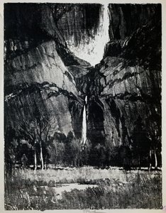 Ao pé da cachoeira, por Joseph Pennell (1857-1926), gravura de Joseph Pennell