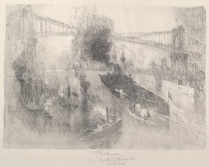 Navio de guerra voltando para casa, 1917. de Joseph Pennell