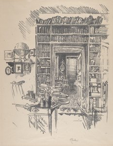 Sala de livros na casa do Dr. Wister de Joseph Pennell