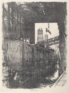 A construção do Batalha Naval, 1917. de Joseph Pennell