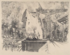 Construindo o Bismarck, Hamburgo, 1914. de Joseph Pennell