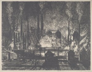 Mudando de turno, Charleroi, 1911. de Joseph Pennell