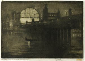 Charing Cross à noite de Joseph Pennell