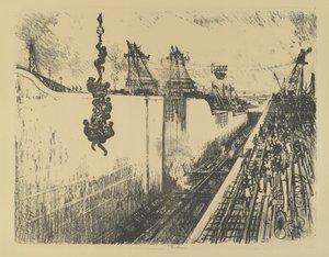 Hora do jantar, Gatun Lock, 1912 de Joseph Pennell