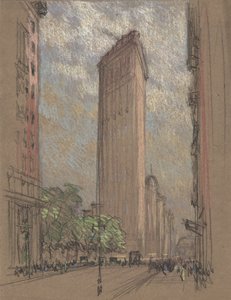 Desenho do Edifício Flatiron por Pennell, c.1904 (lápis e lápis de cera em papel) de Joseph Pennell