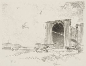 Trabalho de Guerra Inglês: The Balloon-Shed de Joseph Pennell