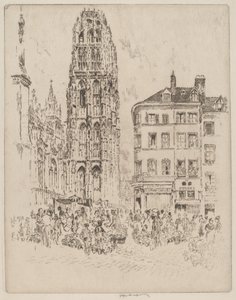 Mercado de flores e torre de manteiga, Rouen de Joseph Pennell
