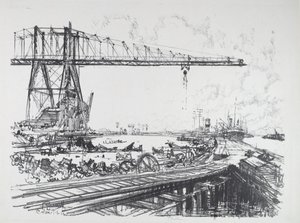 Canal francês e guindastes americanos de Joseph Pennell
