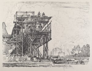 Gas Works from the Canal, Berlim, 1921. de Joseph Pennell