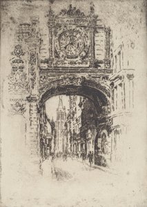 Grosse Horloge, Rouen, 1907. de Joseph Pennell