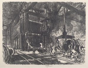 Na Terra de Brobdingnag, o Armor Plate Bending Press, 1917. de Joseph Pennell