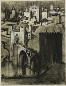 São pistas de palácios em socalcos ao longo da encosta, Toledo de Joseph Pennell