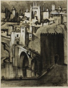 São pistas de palácios em socalcos ao longo da encosta, Toledo de Joseph Pennell