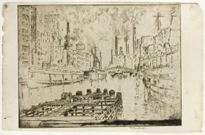 Lago Steamers, Chicago de Joseph Pennell