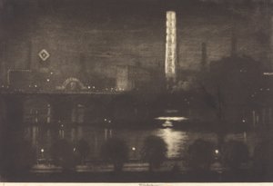 Noite de Londres, uísque e chá de Joseph Pennell
