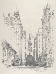 Olhando para a Broad Street da Spruce Street de Joseph Pennell