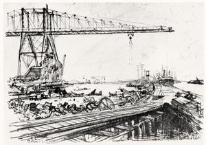 Monte Esperança, placa II do Canal do Panamá por Joseph Pennell, 1912 (carvão vegetal) de Joseph Pennell