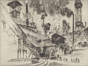 Boca da Mina, Ruhrort perto de Oberhausen, 1910. de Joseph Pennell