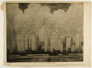 N.Y. de 23rd St. Ferry-Na bruma de uma manhã de Joseph Pennell