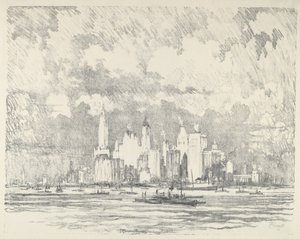 Nova York da Ilha Ellis, 1910. de Joseph Pennell