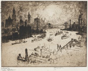 Nova Iorque de Williamsburg Bridge de Joseph Pennell