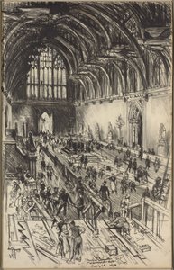 Preparativos para o estado de mentira de Eduardo VII de Joseph Pennell