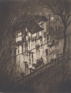 Rainy Night, Charing Cross Shops, 1903. de Joseph Pennell