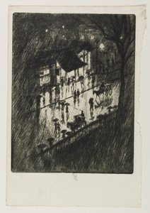 Noite chuvosa, Charing Cross Shops, 1903 de Joseph Pennell