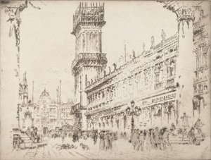Rebuilding the Campanile, Veneza, No.II, 1911. de Joseph Pennell