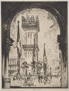 Reconstrução do campanário, Veneza, n.º I de Joseph Pennell