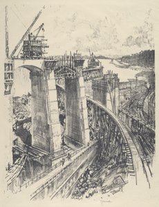 A abordagem para Gatun Lock, 1912. de Joseph Pennell