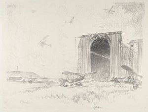 O Balloon-Shed, 1916. de Joseph Pennell
