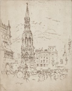 A Elinor Cross, em frente à estação ferroviária de Charing Cross, 1906. de Joseph Pennell