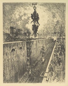 O fim do dia, Gatun Lock, 1912 de Joseph Pennell