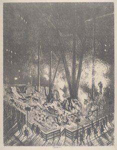 As fundações, construindo um arranha-céu, 1910. de Joseph Pennell