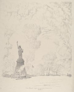 The Statue, New York Bay, 1910. de Joseph Pennell