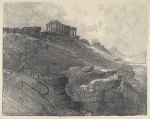 The Temples on the Wall, Girgenti, 1913. de Joseph Pennell