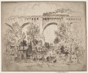O Viaduto, D., L. & W. em Nicholson, Pa. de Joseph Pennell