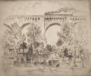 O Viaduto, D., L. & W. em Nicholson, Pa., 1919. de Joseph Pennell