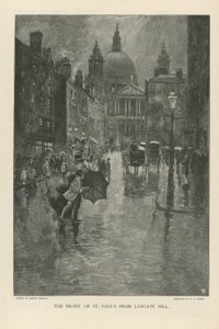 A frente da Catedral de São Paulo de Ludgate Hill de Joseph Pennell
