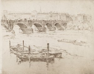 Waterloo Bridge e Somerset House, 1905. de Joseph Pennell