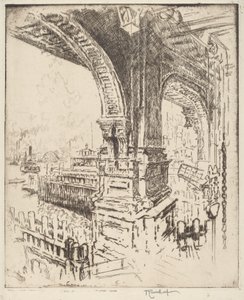 Dentro do Ferry, Cortlandt Street, Nova York de Joseph Pennell