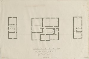 Sandon Hall - Planta do piso da Câmara: gravura, nd [1769-1771] (impressão) de Joseph Pickford