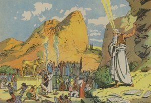 Moisés e o bezerro de ouro (litografia a cores) de Joseph Porphyre Pinchon