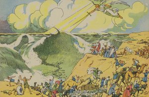 Moisés atravessa o Mar Vermelho (litografia a cores) de Joseph Porphyre Pinchon