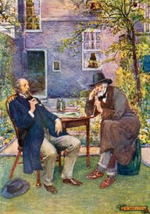 Carlyle (à direita) e Tennyson conversando e fumando de Joseph Ratcliffe Skelton