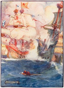 Luta no mar entre os escoceses e ingleses de Joseph Ratcliffe Skelton