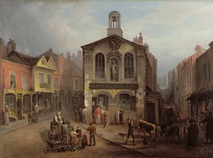 The Old Moot Hall, Leeds, c.1825 (óleo sobre tela) de Joseph Rhodes