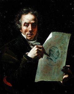 Auto-retrato com desenho de Luís XVIII (1755-1824)